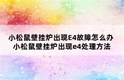 小松鼠壁挂炉出现E4故障怎么办 小松鼠壁挂炉出现e4处理方法